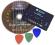 Tuner / stroik gitarowy + 3 kostki + kurs DVD