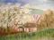 Pejzaż z chatą, 21x29,7cm akryl