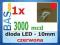 Dioda LED 10 mm - czerwona 3000 mcd (clear)