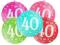 Balony 1m, 40th Birthday, nadruk, Pastel mix, 1op.