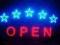 LED REKLAMA SZYLD DIODOWY GWIAZDY OPEN 80x47 cm