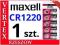 1 SZT. BATERIA LITOWA MAXELL CR1220 1220 DL ECR FV