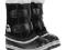 Czarne ŚNIEGOWCE z kożuszkiem SOREL skórzane 31