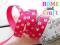 WSTĄŻKA TASIEMKA RYPSOWA NEON PINK PSIE ŁAPKI 15mm