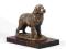 Nowofundlandczyk statuetka z brązu na drewnie