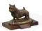 Norwich Terier statuetka z brązu na drewnie