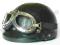 Skórzany kask retro na motor czarny+gogle gratis