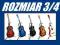 GITARA KLASYCZNA 3/4 - 6 KOLORÓW - ZESTAW + PASEK