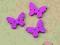 Guziki drewniane motylki fioletowy róż, 3 szt.