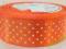 WSTĄŻKA SATYNOWA ATŁASOWA 25mm KROPKI 22m pomarańc