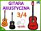 1443~ DREWNIA GITARA AKUSTYCZNA 3/4 DLA 10-13 LAT