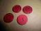 Komplet guzików czerwone 4 sztuki.
