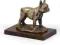 Buldog Francuski statuetka z brązu na drewnie