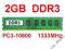 Pamięć 2GB DDR3 PC3-10600 1333MHz również do intel