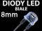 DIODY LED BIAŁE 8mm straw hat 150mA 25 SZTUK dioda