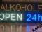 REKLAMA Led ALKOHOLE OPEN 24 h 94x40 cm Wewnętrzna