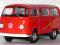 `72 VOLKSWAGEN BUS T2 METAL MODEL WELLY 1:34 CZERW