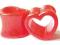 Plug tunel akryl akrylu czerwony serce heart 5mm