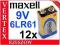 12 SZT BATERIA ALKALICZNA 9V MAXELL 6LR61 6F22 FV