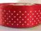 WSTĄŻKA SATYNOWA ATŁASOWA 12mm KROPKI 22m czerwona