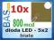 Dioda LED 5x2 biała prostokątna _ 800mcd _ 10szt