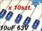 10uF 63V VISHAY osiowy elektrolit [10szt.] #X21D