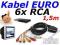 Kabel przewód audio video Euro Scart 6x cinch 1,5m