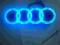 LOGO ZNACZEK EMBLEMAT LED AUDI PODŚWIETLANY NIEBIE