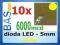 Dioda LED 5mm żółta 6000mcd - 10 sztuk