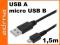 KABEL PRZEWÓD POŁĄCZENIOWY USB A MICRO USB B 1,5m