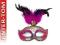 Maska KARNAWAŁOWA srebrno-różowa z piórami PARTY