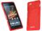 Czerwone elastyczne etui Gel Sony Xperia M + folia