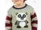 S427| NEXT Sweterek Miś Panda Paski 110
