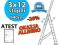 DRABINA ALUMINIOWA 3x12 STOPNI 940cm ATEST