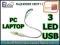 LAMPKA DIODOWA NA USB do LAPTOPA 3LED 04454