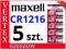 5 SZT. BATERIA LITOWA MAXELL CR1216 1216 DL ECR FV