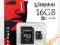 KARTA MICRO SDHC + ADAPTER 16GB KINGSTON class 10