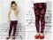 Legginsy AZTECKIE wzory czarny malin roz. 122-128