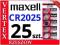 25x BATERIA LITOWA MAXELL CR2025 2025 DL ECR FV