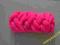 Wełniana opaska warkocz pleciona róż neon pink