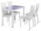 Stół szklany biały DAMAR + 4 krzesła H261 białe