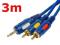 Kabel przewód JACK 3,5 - 2x RCA chinch GOLD 3m