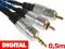 Kabel JACK - 2 x RCA DIGITAL 0,5m