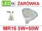 Żarówka LED MR16 12V 27 2835 5W = 50W biała ciepła