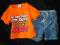 komplet spodenki jeans koszulka early days 6-9 m