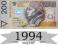 200 zł złotych 1994 UNC z paczki seria YB