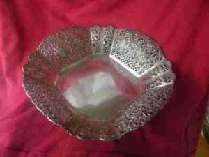 piekny  srebrny koszyk na owoce proba 800