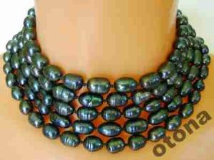 NASZYJNIK - NATURALNE CZARNE PEREŁKI  - 200 cm.