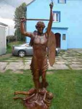 ST MICHAEL Piekna Rzezba z drewna recznie wykonana