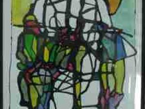 Obraz Powiązania 1993 tusz/ecolina w ramie /DS4/ Obraz Powiązania 1993 tusz/ecolina w ramie /DS4/